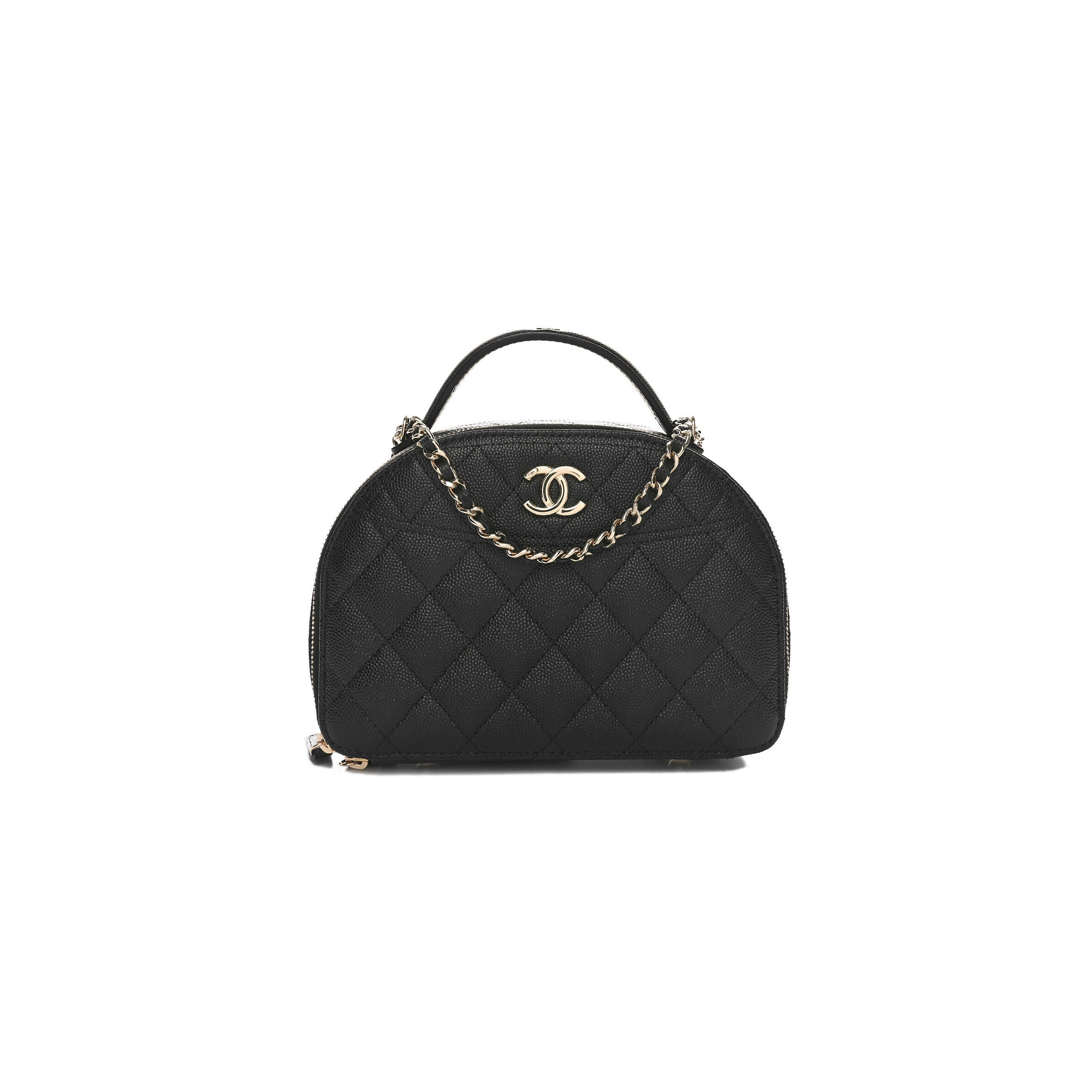 CHANEL CAVIAR QUILTED TOP HANDLE VANITY CASE BLACK (18.5*13*7cm)